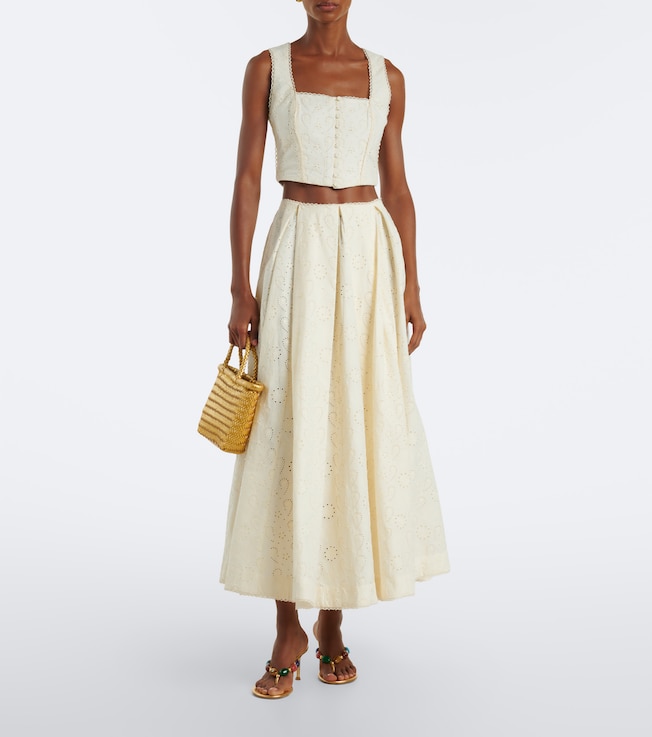Agua by Agua Bendita Delta broderie anglaise cotton maxi skirt