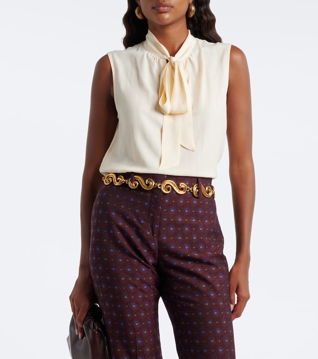 Etro Paisley jacquard crêpe de chine top
