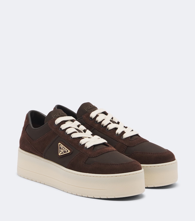 Prada Downtown Bold suede-trimmed platform sneakers