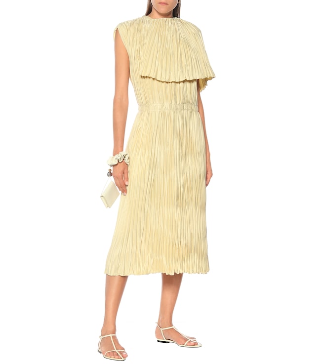 Jil Sander Plissé satin midi dress