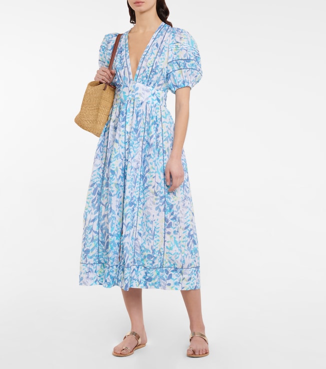 Poupette St Barth Reine floral cotton midi dress