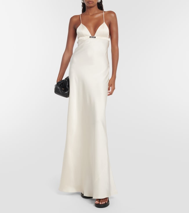 rotate bridal silk satin jacquard midi dress Bridal silk satin jacquard midi dress in white - Rotate