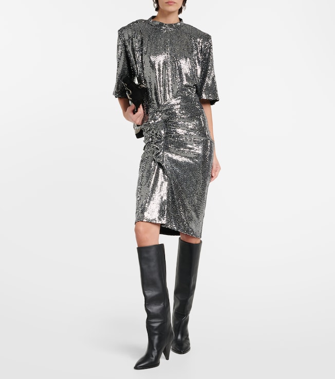 Marant Étoile Dolene ruffled sequined tulle skirt