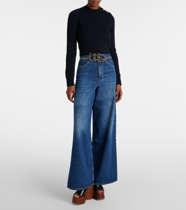 Chloé Cropped cable-knit cotton sweater