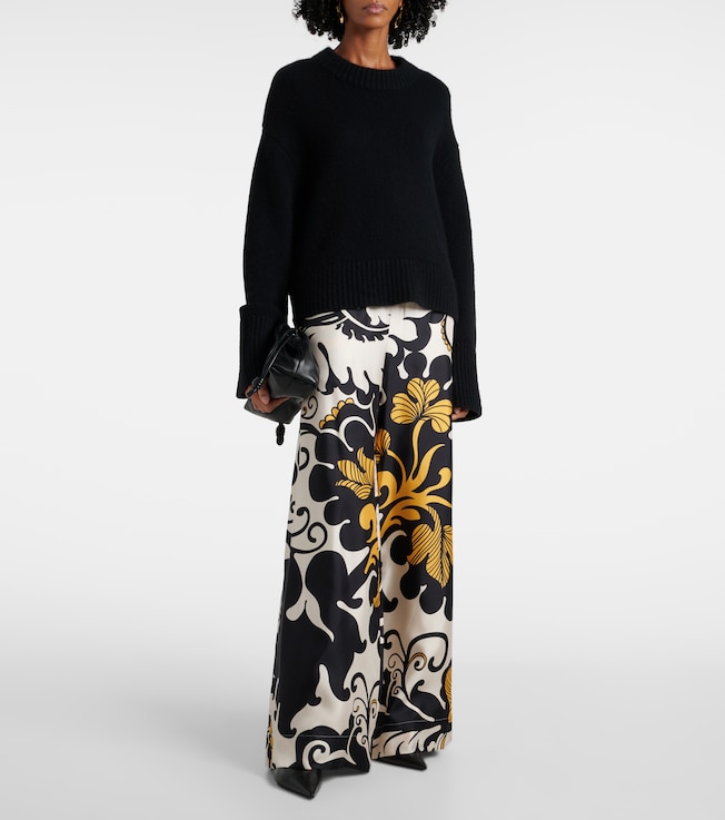 La DoubleJ Printed silk twill palazzo pants