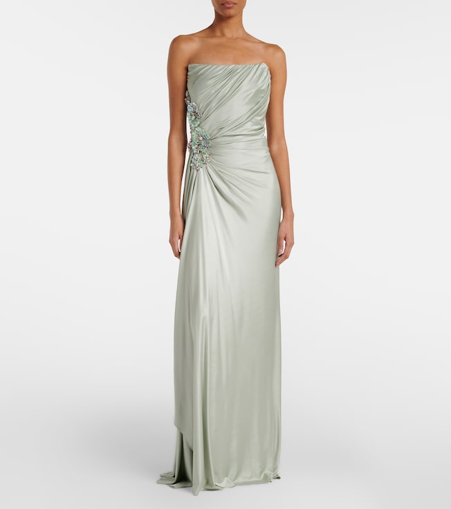 Costarellos Lorinne embellished satin bustier gown