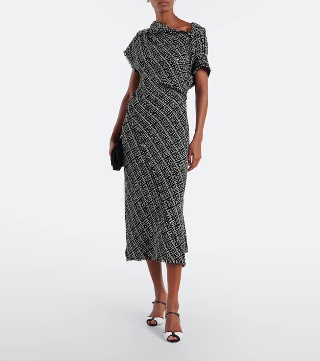 Erdem Checked cotton-blend tweed midi dress