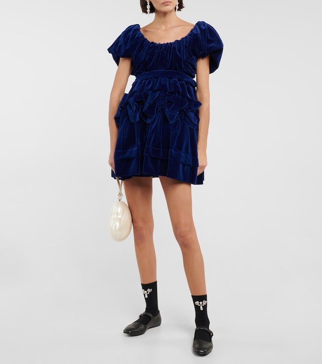 Simone Rocha Puff-sleeve velvet minidress