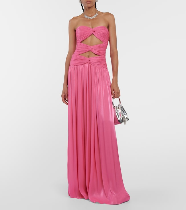 Costarellos Ambria gathered cutout gown