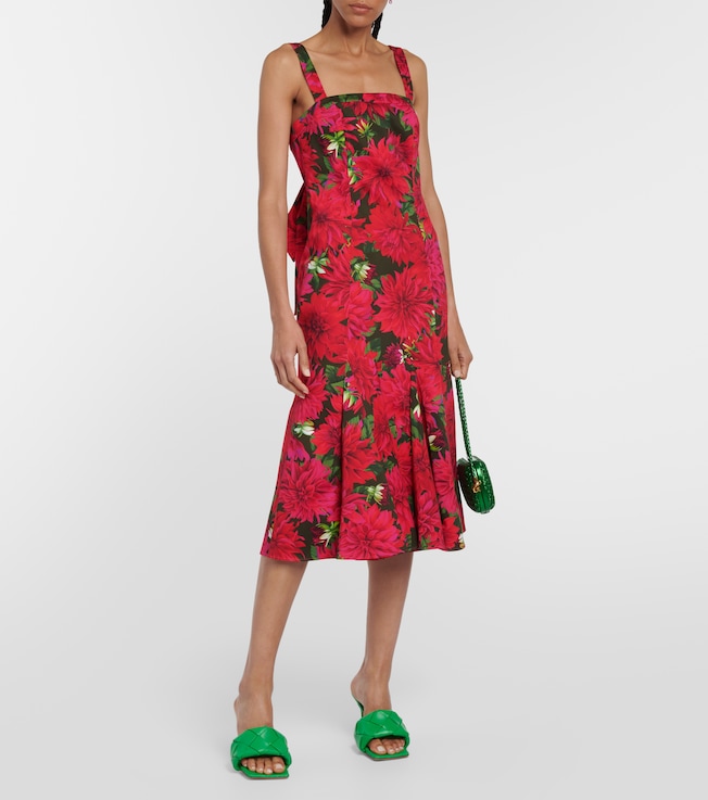Oscar de la Renta Floral cotton-blend poplin midi dress