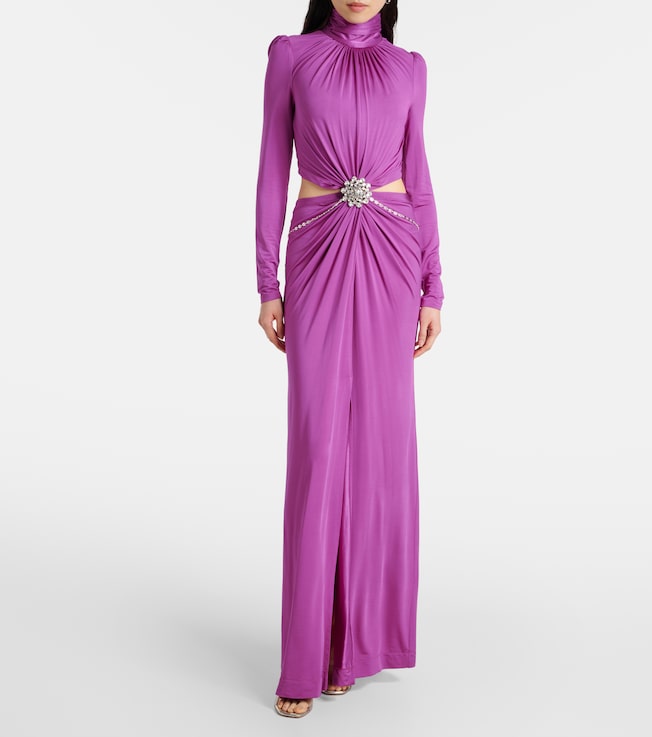 Rabanne Cutout crystal-embellished jersey gown