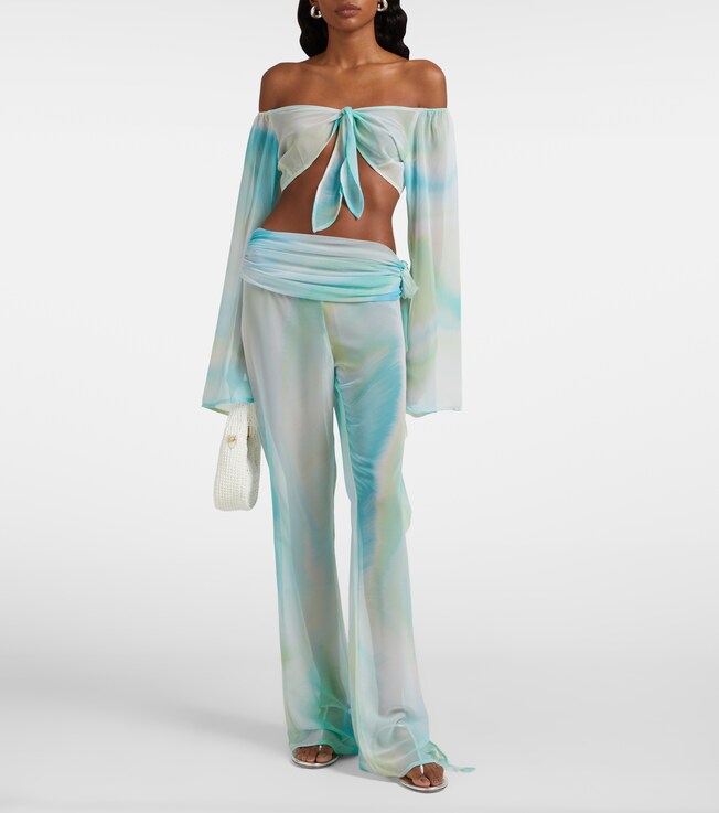 Bananhot Shawn ruffled sheer flared pants