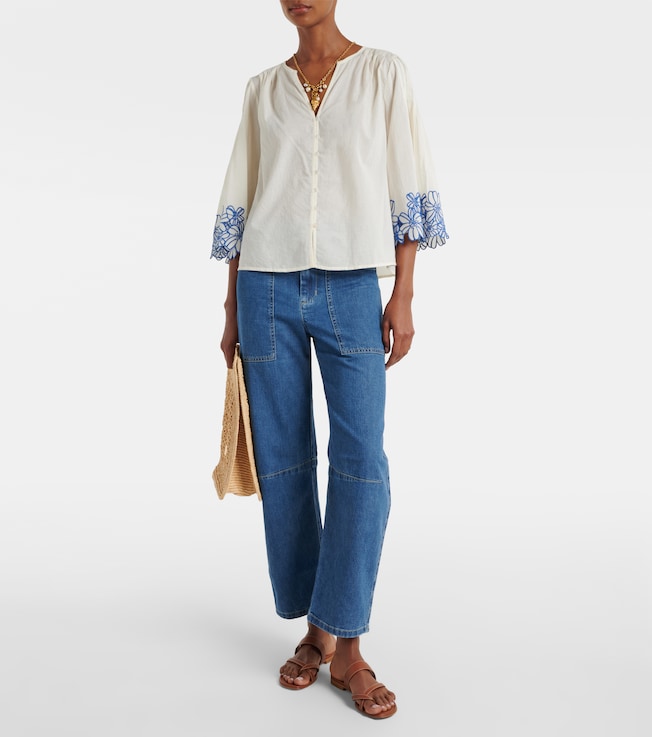 Velvet Blake embroidered cotton blouse