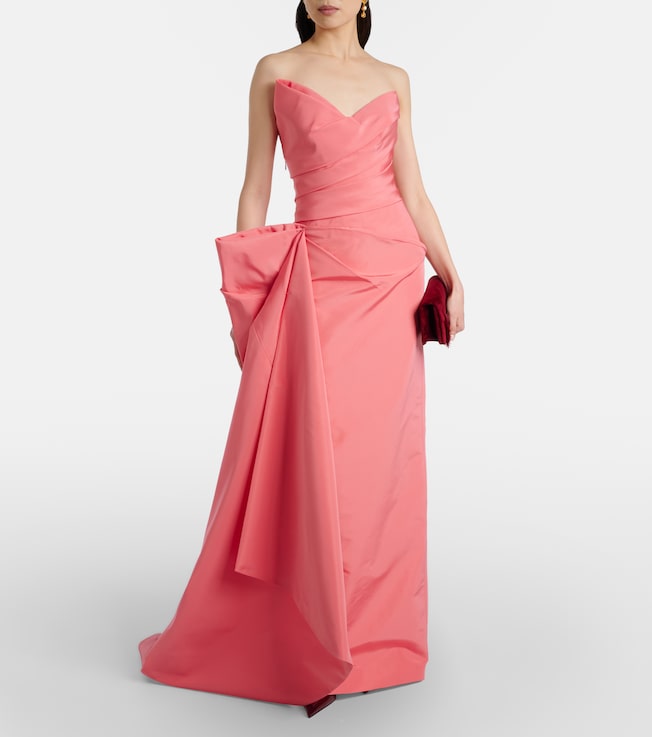 Monique Lhuillier Draped asymmetric silk bustier gown