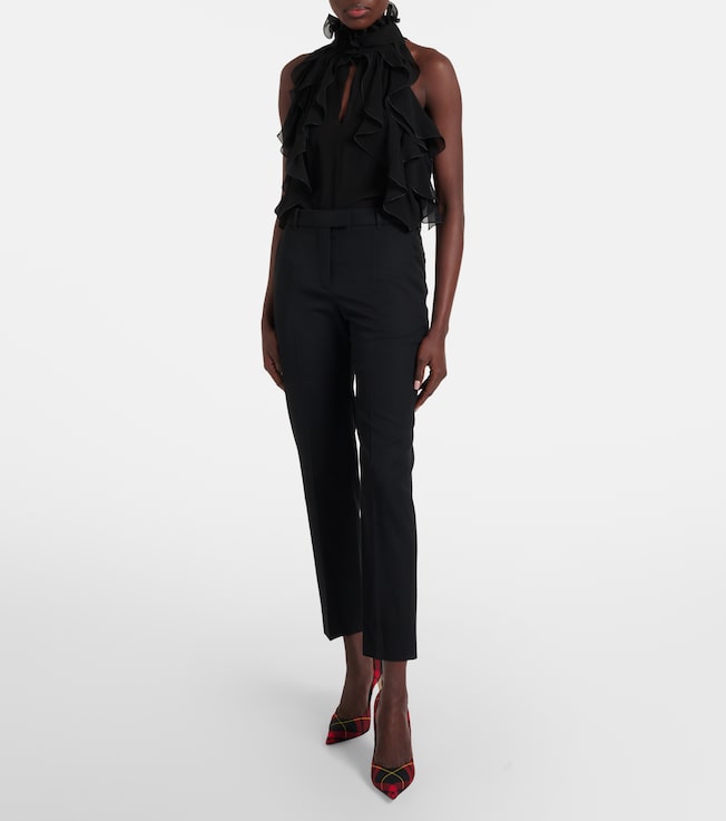 McQueen Ruffled silk chiffon top 