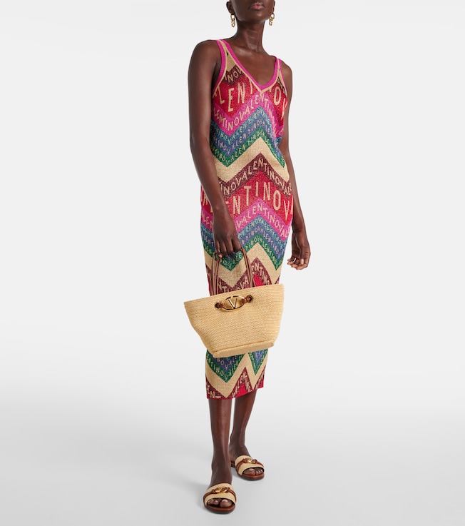 Valentino Valentino Chevron lamé midi dress