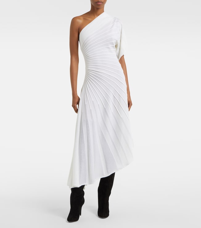 Alaïa Asym Ray virgin wool midi dress