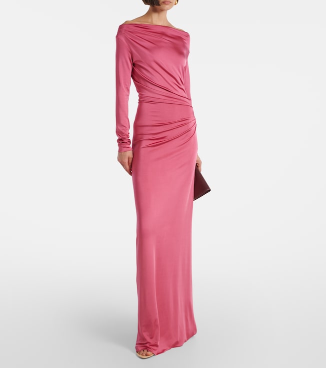 Victoria Beckham Draped off-shoulder jersey gown