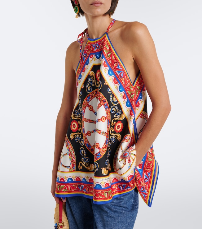 Dolce&Gabbana Carretto silk twill halterneck top
