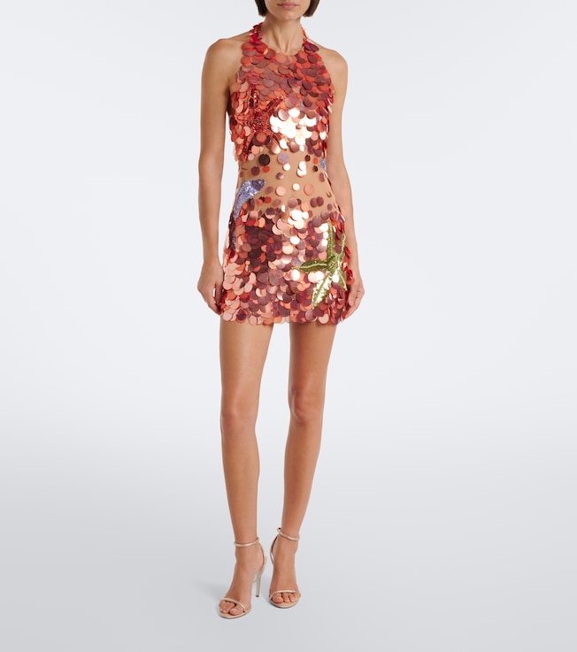 Retrofête Dorothy embellished halterneck minidress