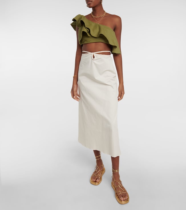 Johanna Ortiz Mother Nature cotton-blend midi skirt