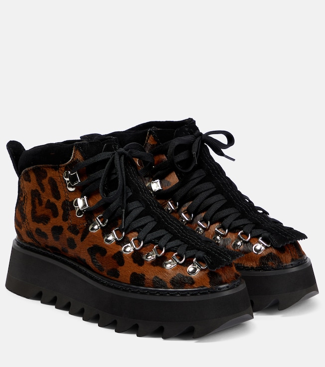 Junya Watanabe Leopard-print calf hair ankle boots