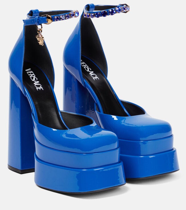 Versace Medusa Aevitas patent leather platform pumps