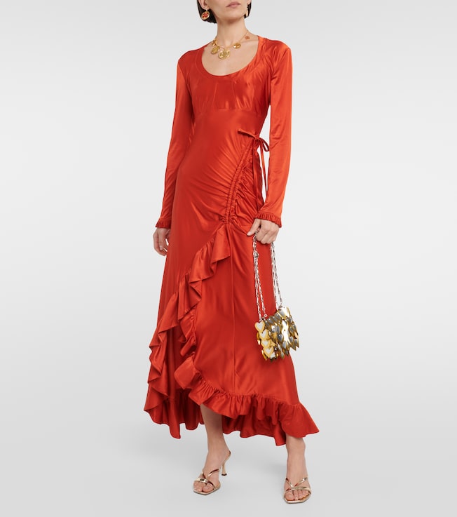 Rabanne Ruffled satin maxi dress