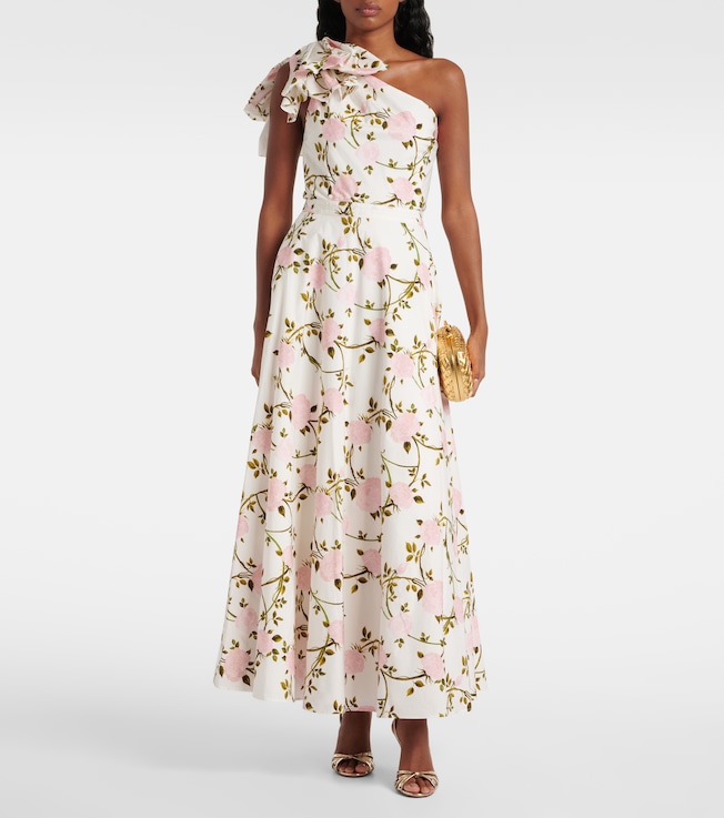Giambattista Valli One-shoulder ruffled cotton cocktail dress