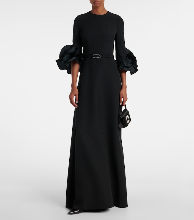 Safiyaa Belted ruffled crêpe gown