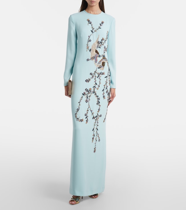 Costarellos Siriana embellished crêpe gown