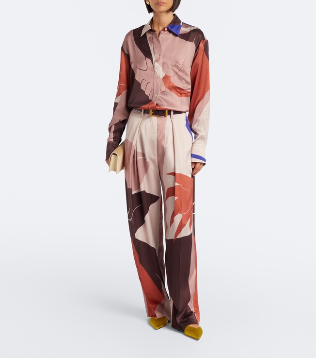 Victoria Beckham Printed satin wide-leg pants
