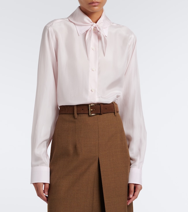Prada Tie-neck silk poplin shirt