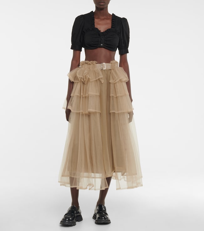 Noir Kei Ninomiya Ruffled cotton cropped top