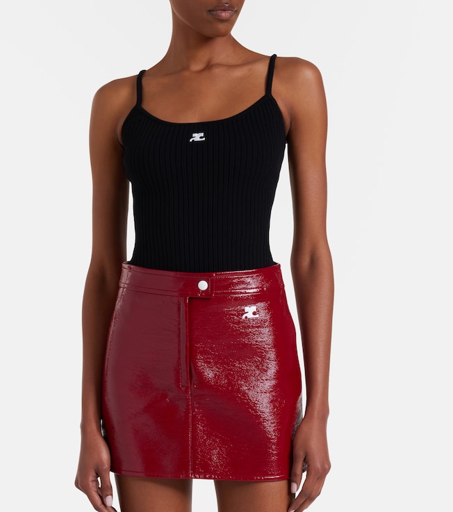 Courrèges Logo ribbed-knit tank top