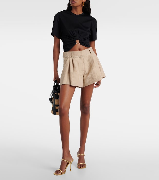 Rabanne Gathered cotton jersey crop top