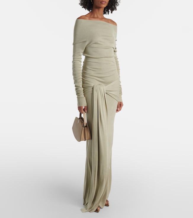Aya Muse Kora off-shoulder silk-blend maxi dress