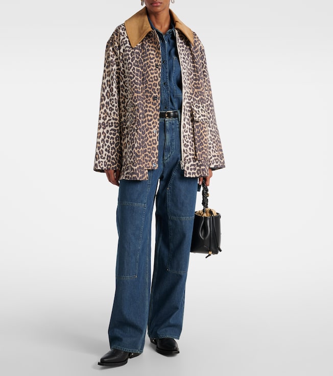 GANNI Leopard-print canvas jacket