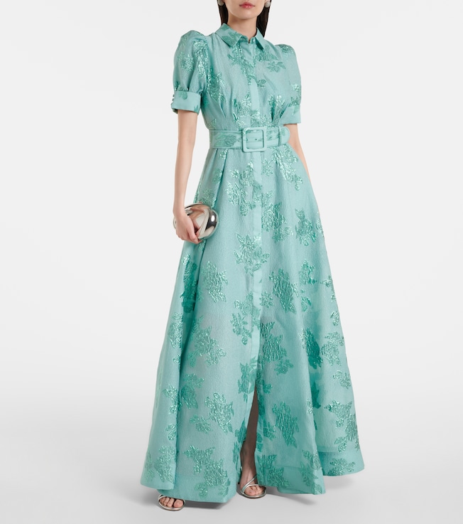 Rebecca Vallance Benette belted brocade shirt dress