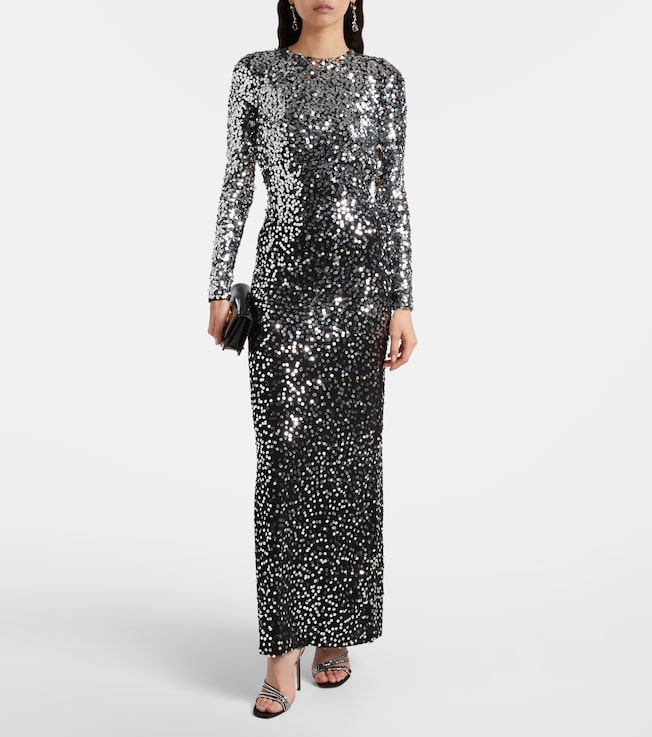 Rabanne Sequined open-back jersey gown