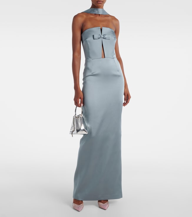 The New Arrivals Ilkyaz Ozel Holly bow-detail crêpe bustier gown