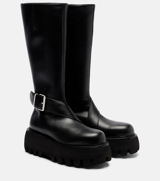 McQueen Sofa Buckle leather knee-high boots