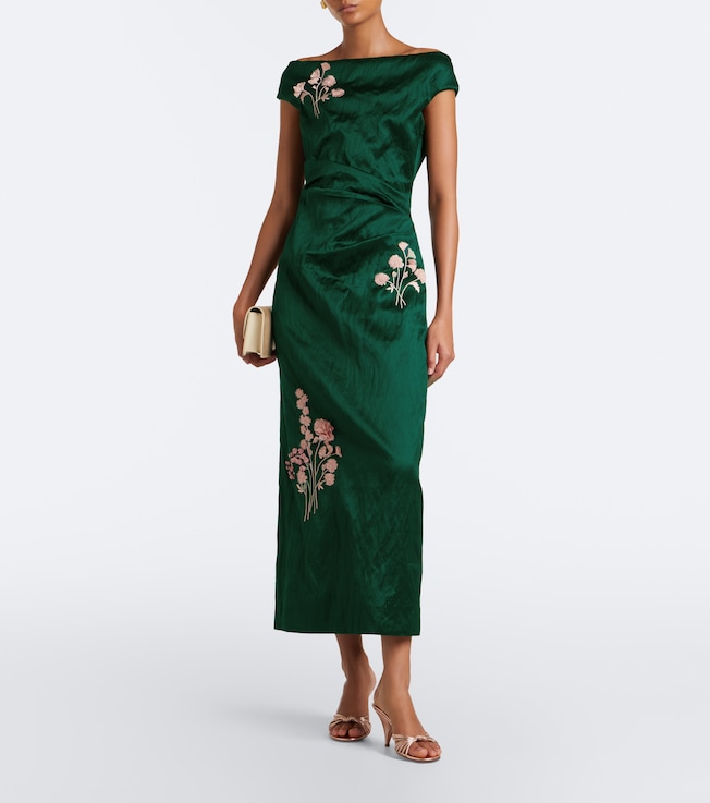 Erdem Erdem Embellished floral appliqué satin cocktail dress