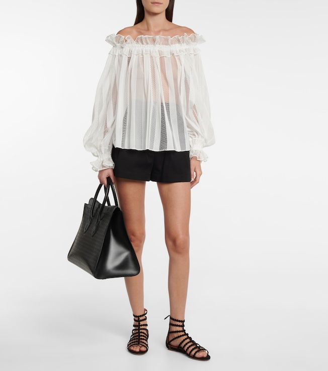 Alaïa Off-shoulder mesh blouse