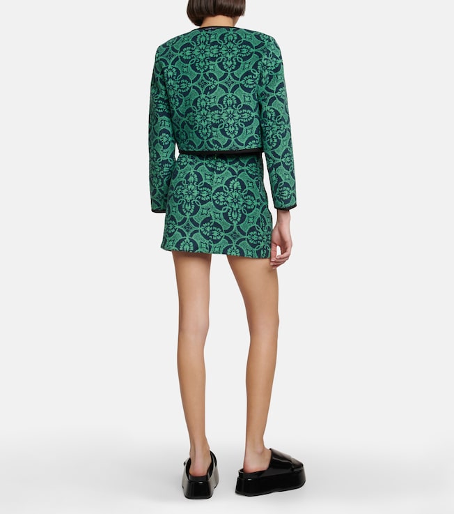 Marine Serre Marine Serre Jacquard cropped cotton jacket