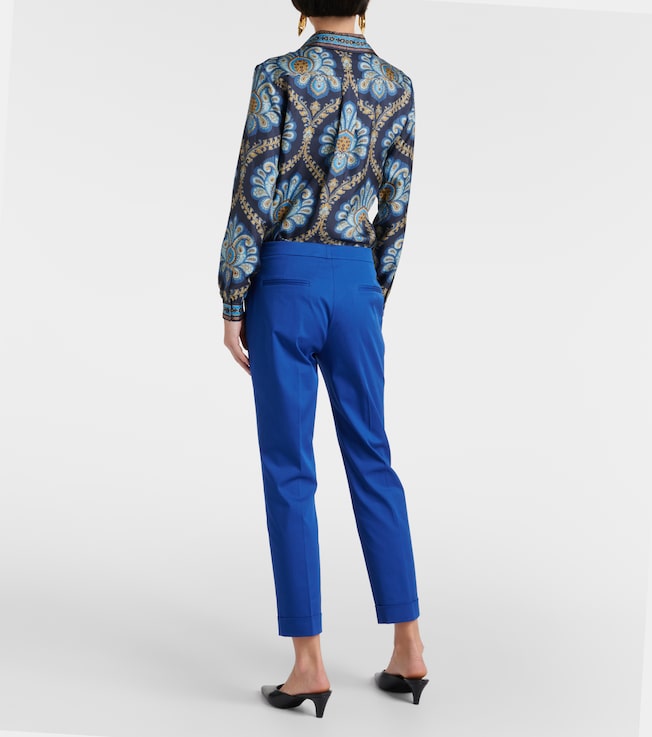 Etro Etro High-rise cotton-blend slim pants
