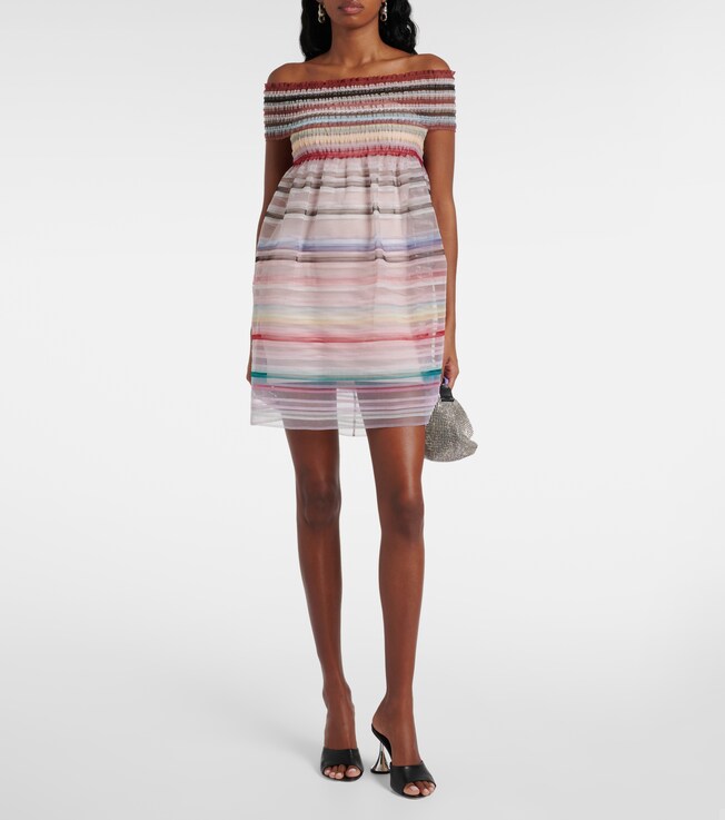 Susan Fang Striped off-shoulder minidress