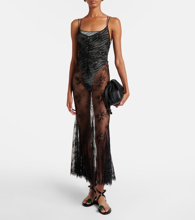 Jacques Wei Jersey bodysuit and silk maxi dress set
