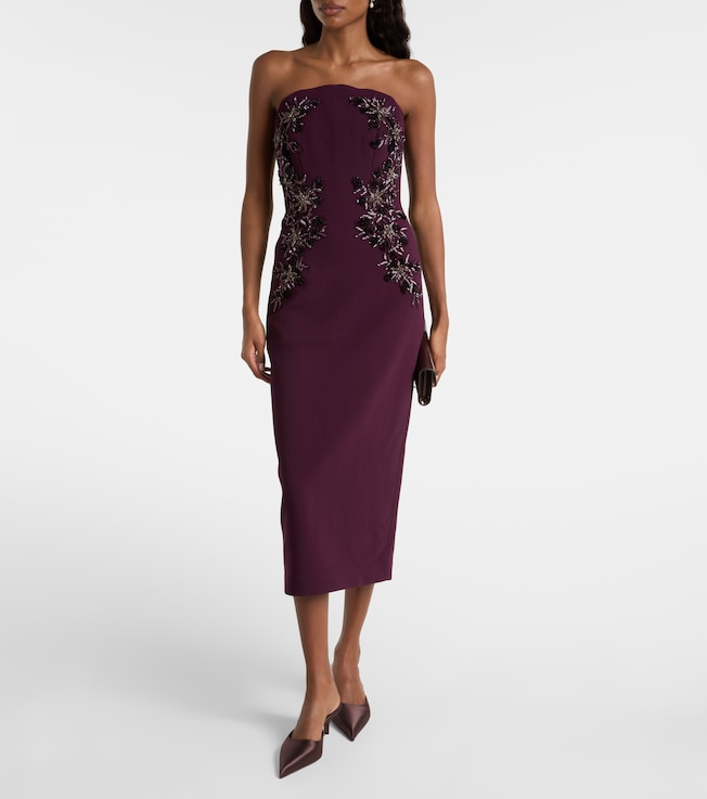 Rebecca Vallance Beatrice beaded crêpe midi dress