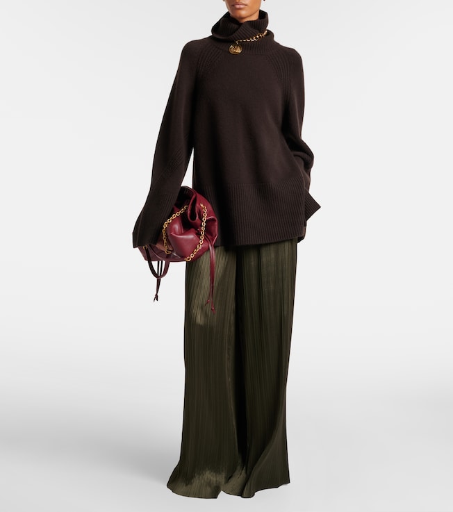 JOSEPH Amber plissé satin wide-leg pants